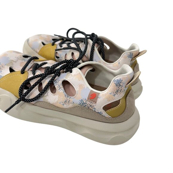 Uin Womens Artistic Sneakers Size 8 Cut-Out Design Comfort Fit Beige Multi-Color - Picture 6 of 16